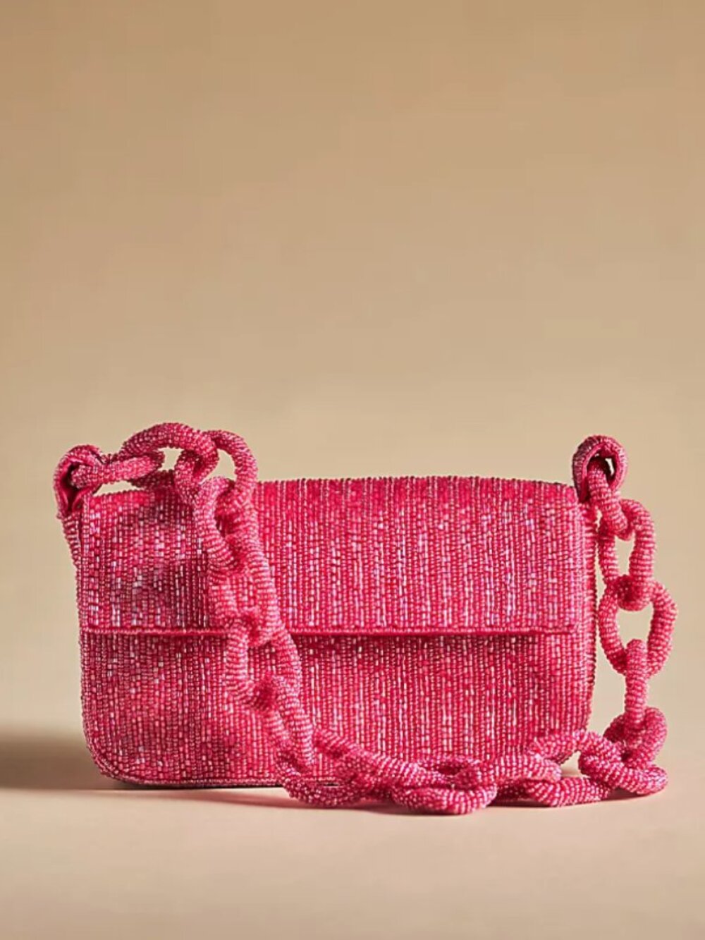 anthro fiona pink beaded bag: chain edition in pink